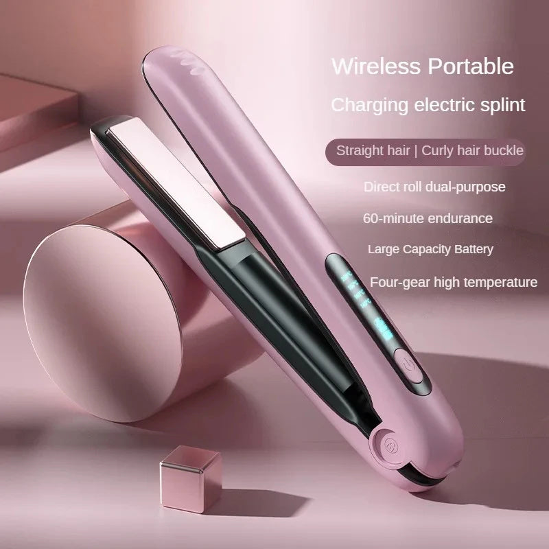 Wireless Hair Straightener Flat Iron Mini 2 IN 1 Roller USB 5000mAh Max 200 Degree Portable Cordless Curler 4 Levels Dry And Wet Uses Wireless Hair Straightener Flat Iron Mini 2 IN 1 Roller USB 5000mAh Max 200 Degree Portable Cordless Curler 4 Levels Dry And Wet Uses